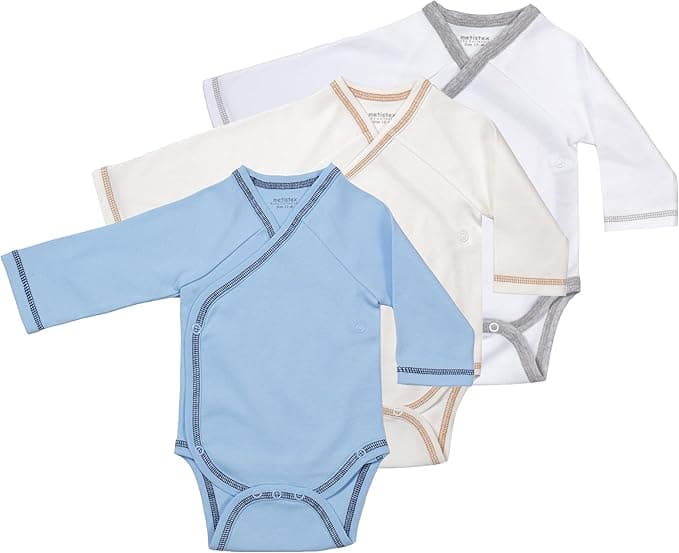 Baby Body Jungen Langarm 3er Pack Wickelbody 100% Baumwolle Druckknöpfe